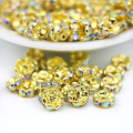 Venta caliente IA0206 Chapado en oro Metal Cobre AB Color Rhinestone Spacer Beads para la venta
